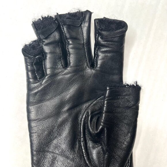 Preston & York Leather Fingerless Gloves Cashmere Lined Womens Ripped Grunge Psy - Picture 5 of 8